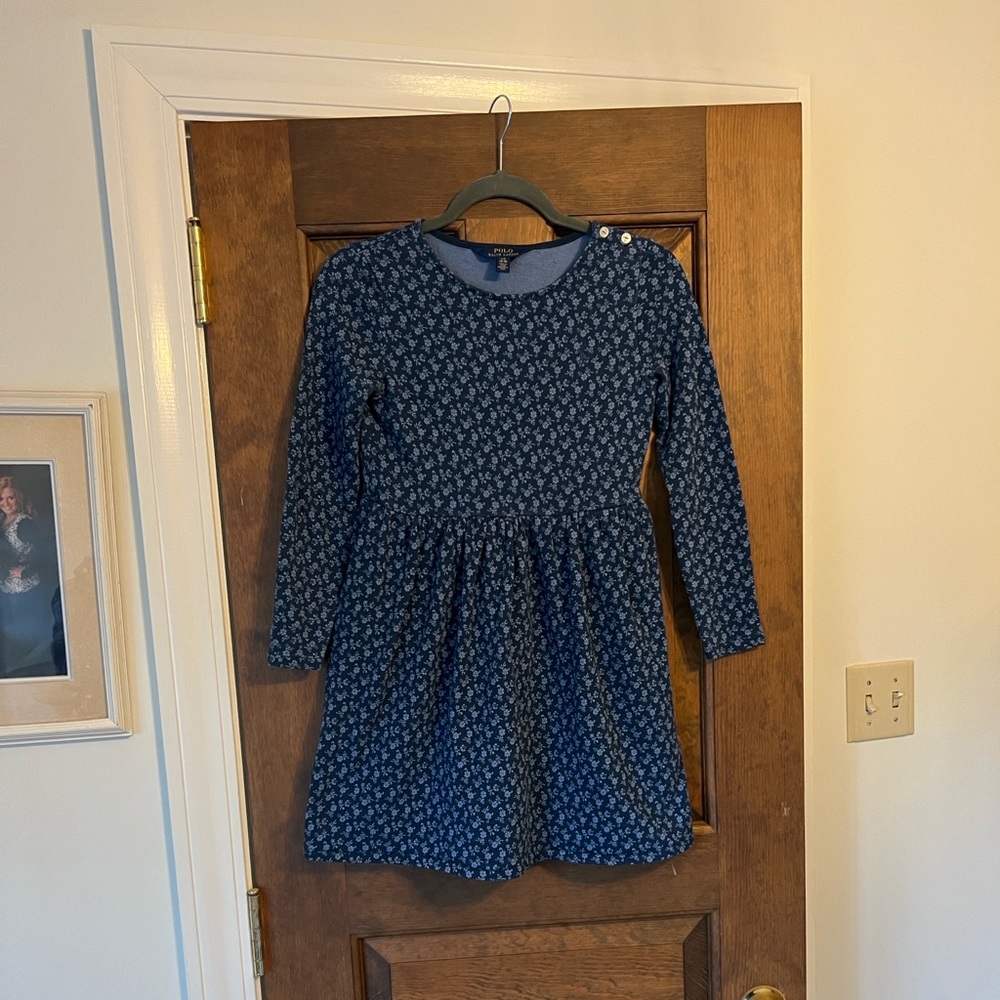 Polo by Ralph Lauren Navy Floral Kids Dress size large 12-14